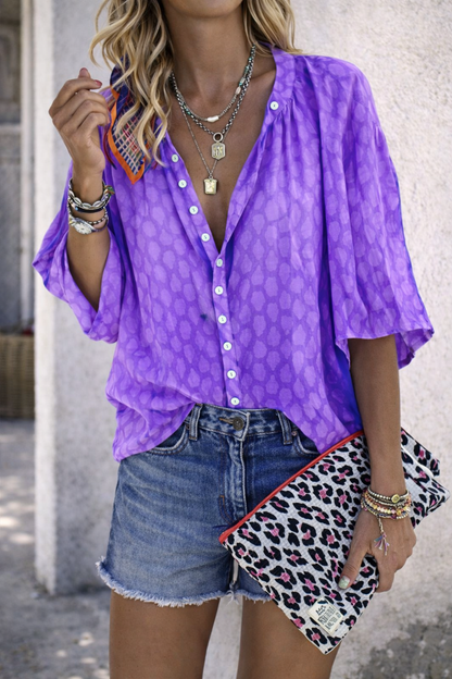 Chemise chic à manches lanternes imprimées par Amélie Morin