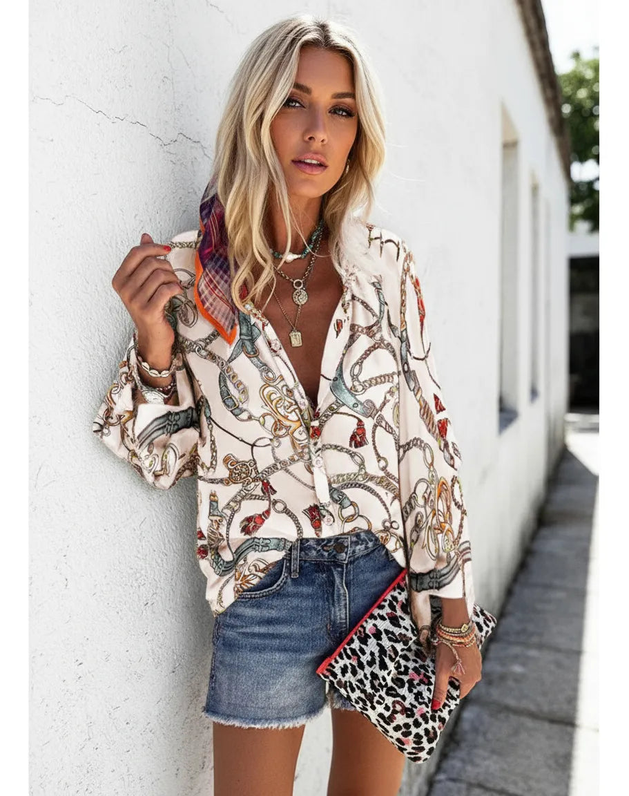 Chemise imprimée vibrante style urbain Amélie Morin