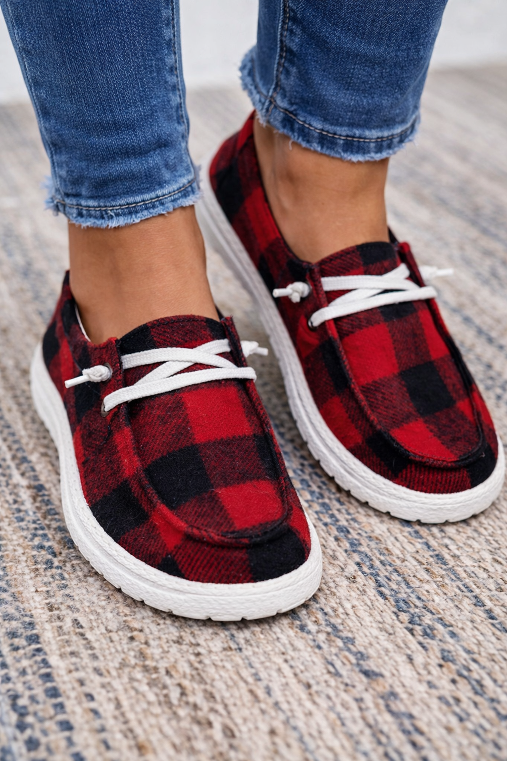 Baskets confortables au quotidien Amelie Morin en toile à carreaux