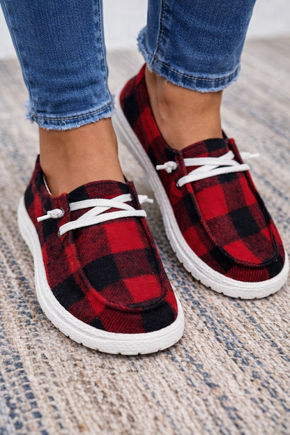Baskets confortables au quotidien Amelie Morin en toile à carreaux