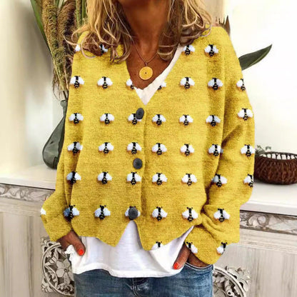 Cardigan décontracté Amelie Morin à imprimé abstrait vibrant