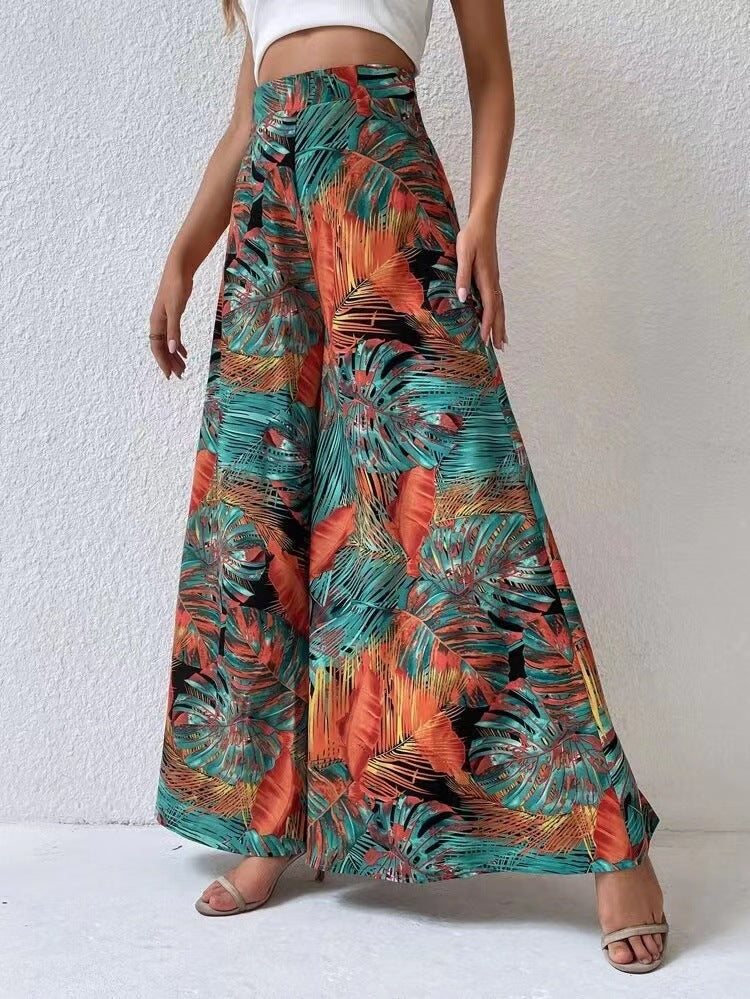 Pantalon large à imprimé floral chic par Amélie Morin