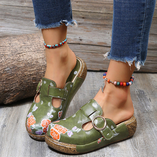 Boho Floral Elizabeth Ainsley Platform Clogs Sandals