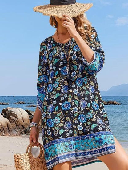 Robe mini à franges Amelie Morin style bohème fleuri