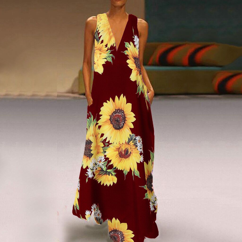Robe maxi sans manches à fleurs bohèmes Amelie Morin