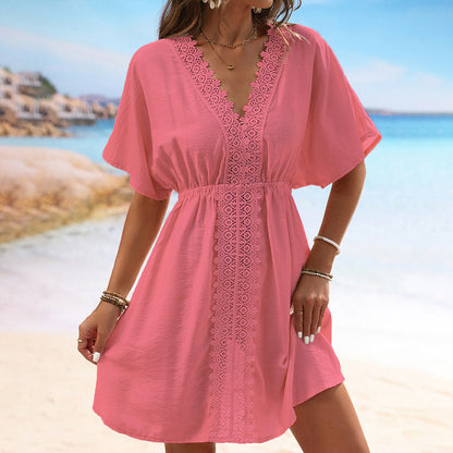 Robe de plage chic en dentelle de soie glacée par Amélie Morin