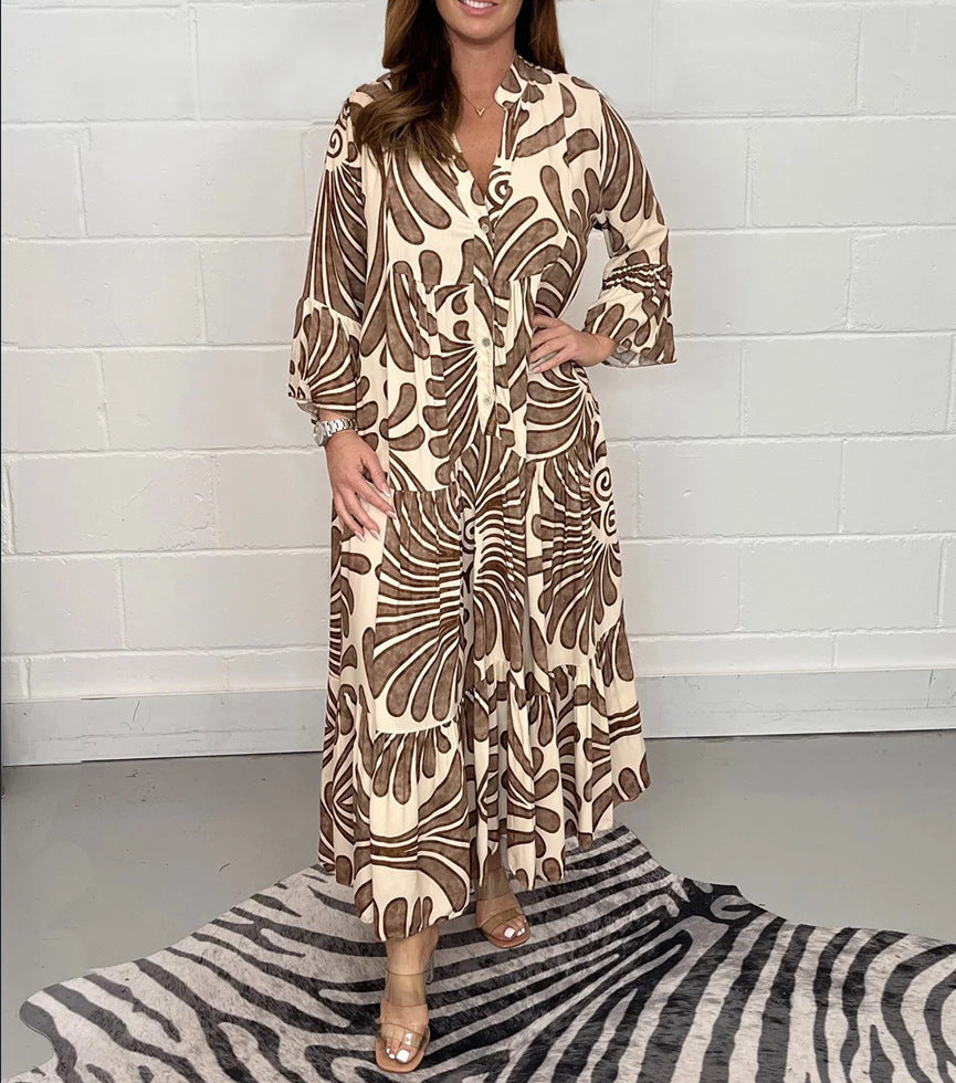 Robe trapèze en mousseline imprimée par Amélie Morin