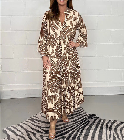 Robe trapèze en mousseline imprimée par Amélie Morin