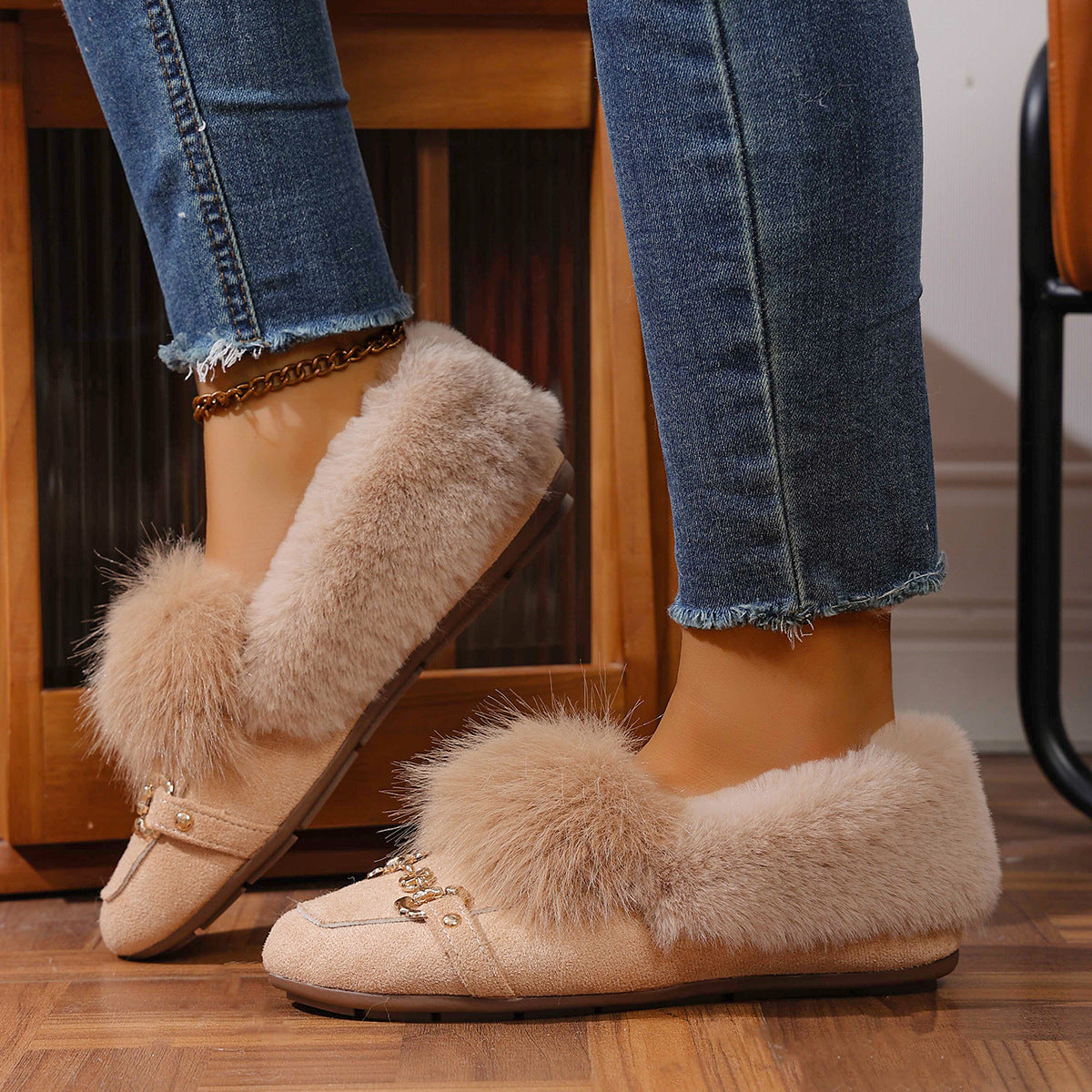 Mocassins en velours peluche d'Amélie Morin