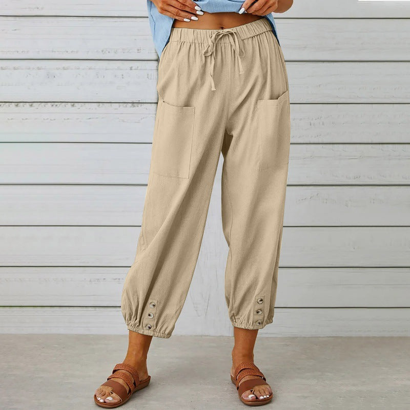 Pantalon décontracté en coton et lin Amélie Morin