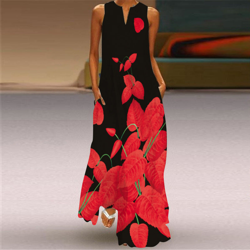 Robe maxi imprimée éclatante sans manches Amélie Morin