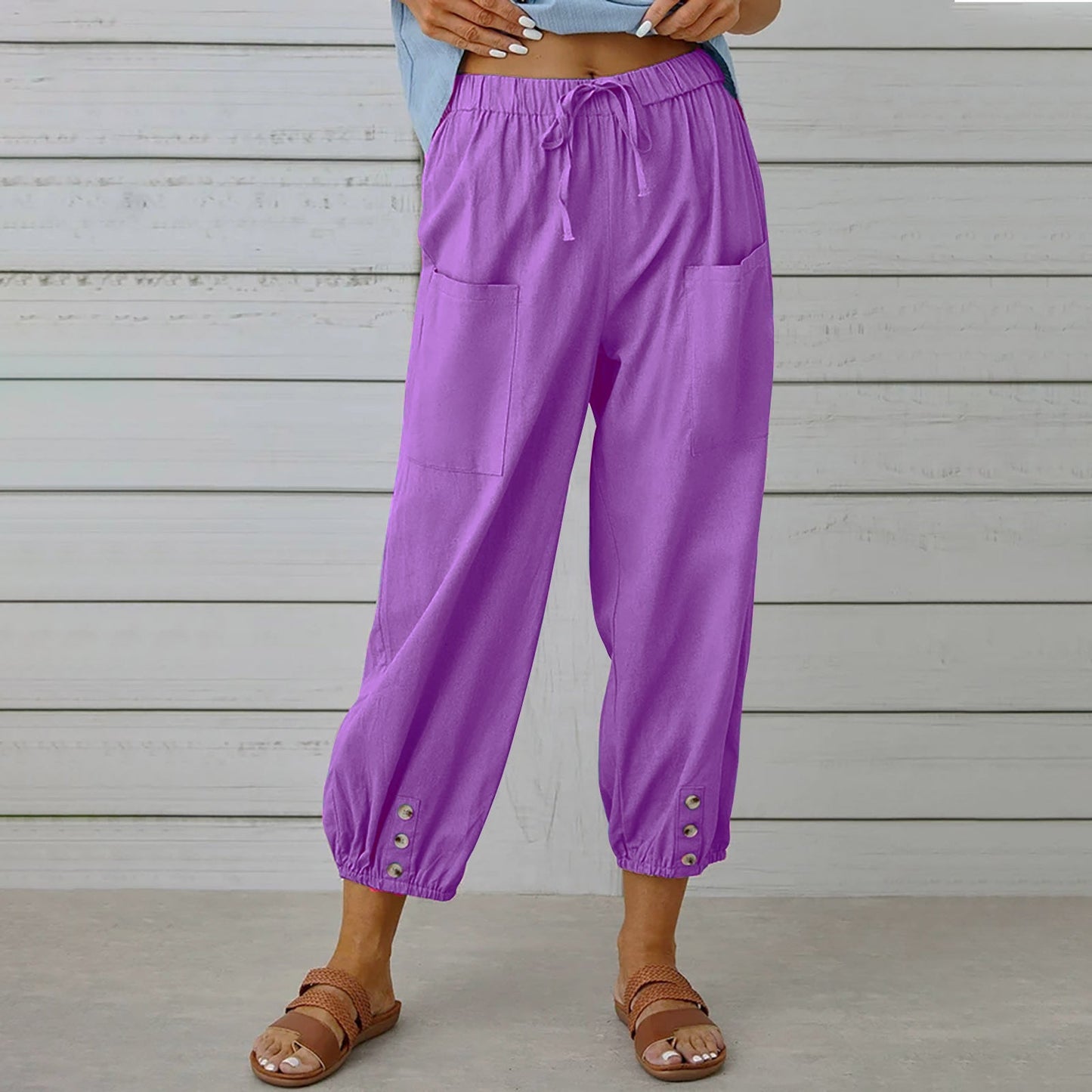 Pantalon décontracté en coton et lin Amélie Morin
