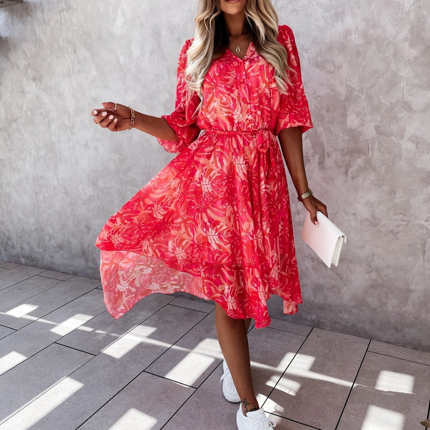 Robe midi asymétrique à imprimé floral Amélie Morin