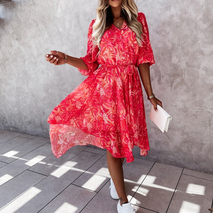 Robe midi asymétrique à imprimé floral Amélie Morin
