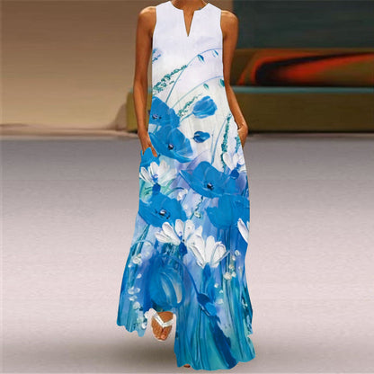 Robe maxi imprimée éclatante sans manches Amélie Morin
