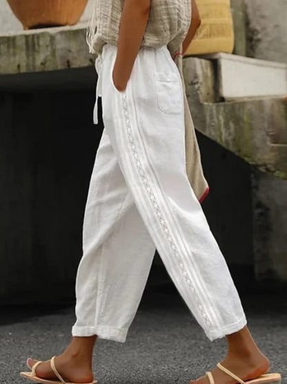Pantalon court élégant en coton et lin Amélie Morin