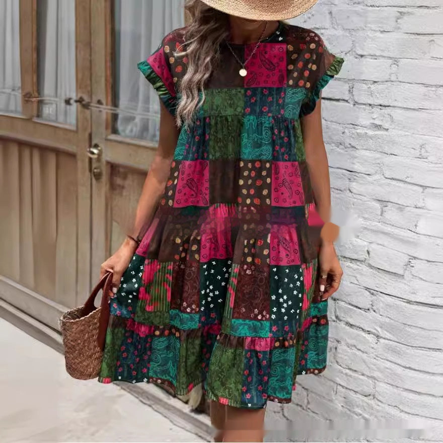 Robe midi d'été patchwork bohème Amélie Morin