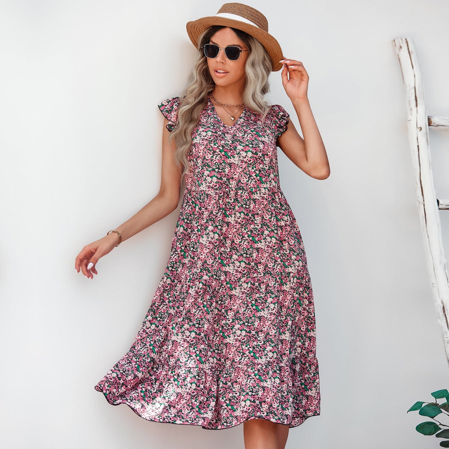Robe midi fleurie chic signée Amélie Morin