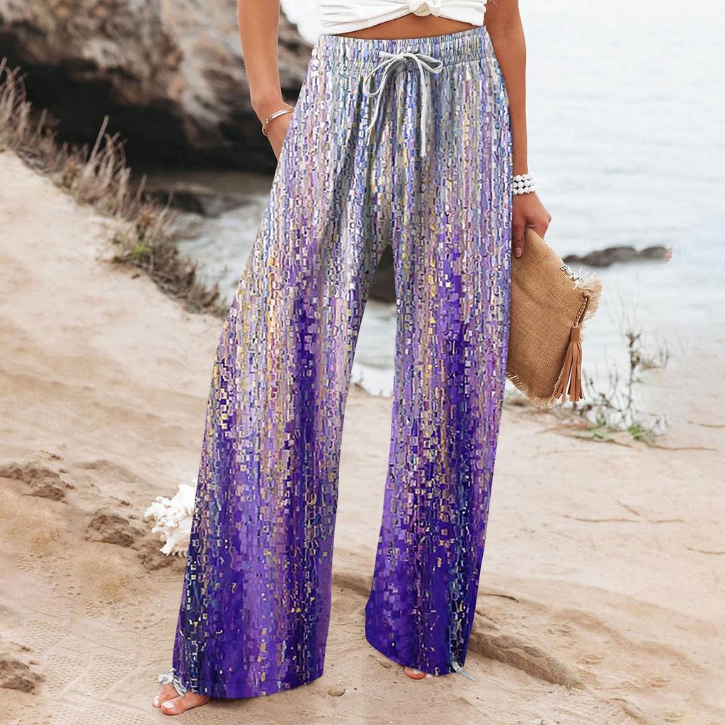 Pantalon large pour femme Amelie Morin à motif botanique bohème