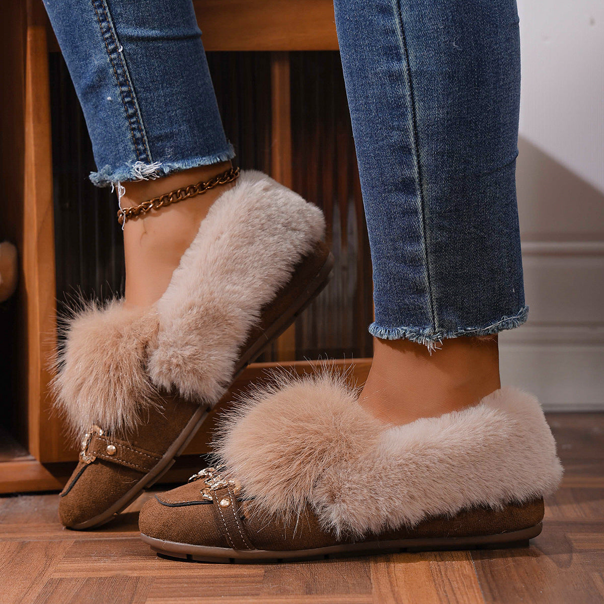 Mocassins en velours peluche d'Amélie Morin