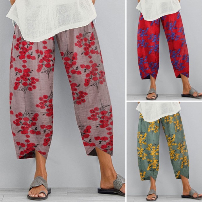 Pantalon large à fleurs rétro Amélie Morin