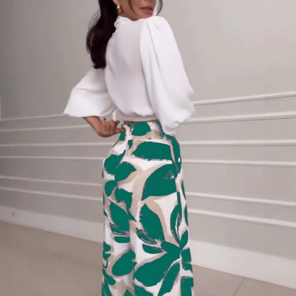 Ensemble pantalon large décontracté et tendance à manches trois-quarts pour femme, style mondain