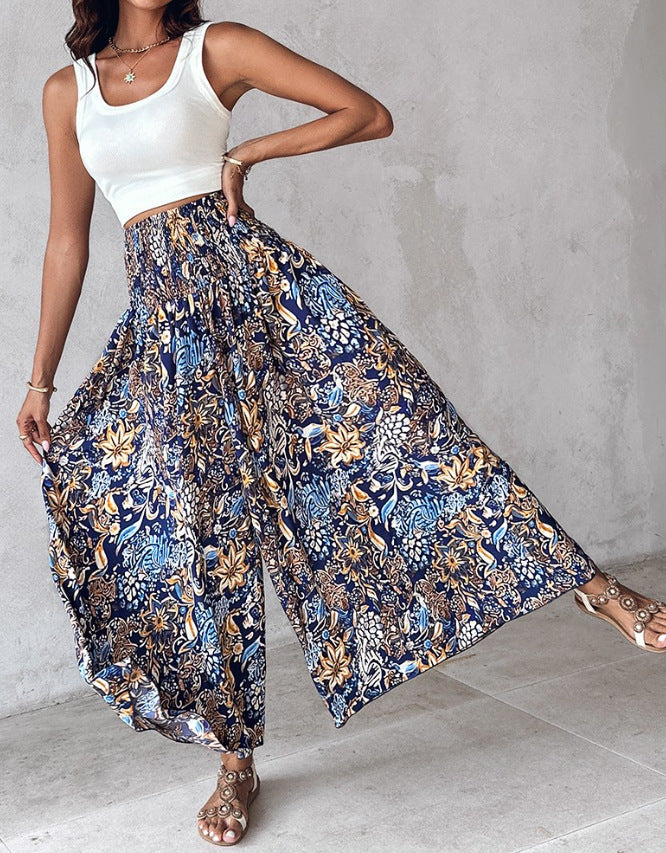 Pantalon large à imprimé floral rétro par Amélie Morin