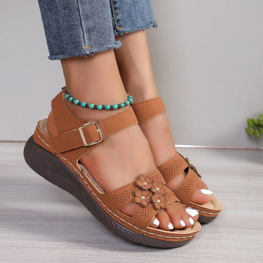 Floral Comfort Wedge Sandals by Elizabeth Ainsley