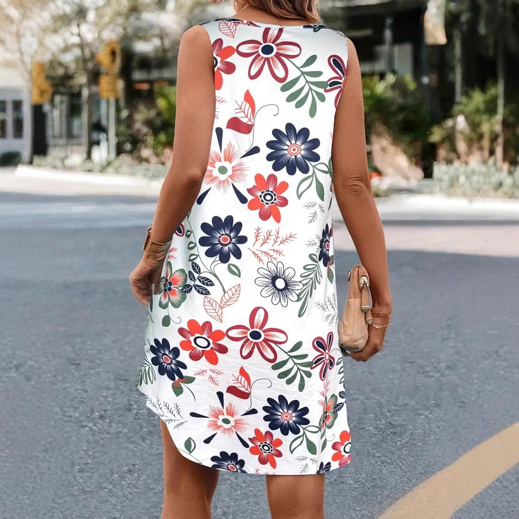 Robe sans manches trapèze à imprimé floral signée Amélie Morin