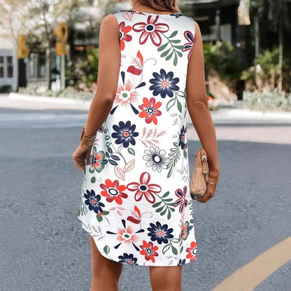 Robe sans manches trapèze à imprimé floral signée Amélie Morin