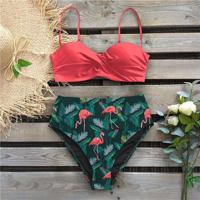 Bikini taille haute fleuri par Amélie Morin