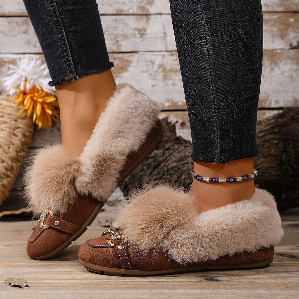 Mocassins en velours peluche d'Amélie Morin