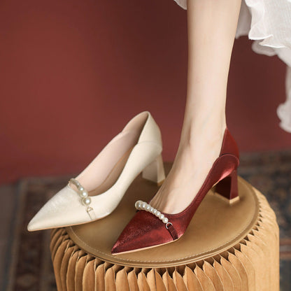 Elegant Pearl Pointed Heels by Elizabeth Ainsley