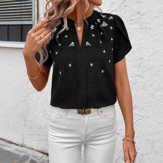 Chemisier imprimé chic Amelie Morin à plis sur les épaules