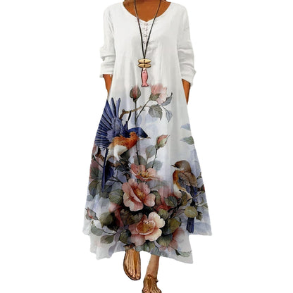 Robe trapèze florale artistique par Amélie Morin