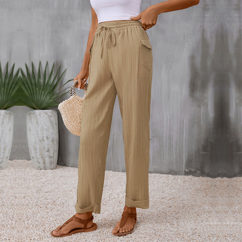 Pantalon droit kaki plissé Amélie Morin