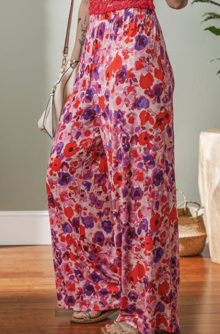 Pantalon taille haute à imprimé floral éclatant par Amélie Morin