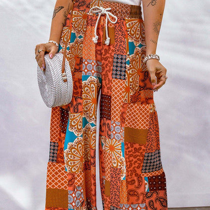 Boho Floral Elizabeth Ainsley Wide Leg Pants