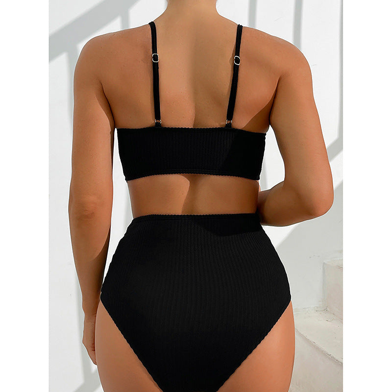 Maillot de bain deux pièces bikini à rayures chics Amelie Morin