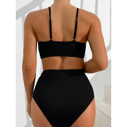 Maillot de bain deux pièces bikini à rayures chics Amelie Morin