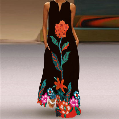 Robe maxi imprimée éclatante sans manches Amélie Morin