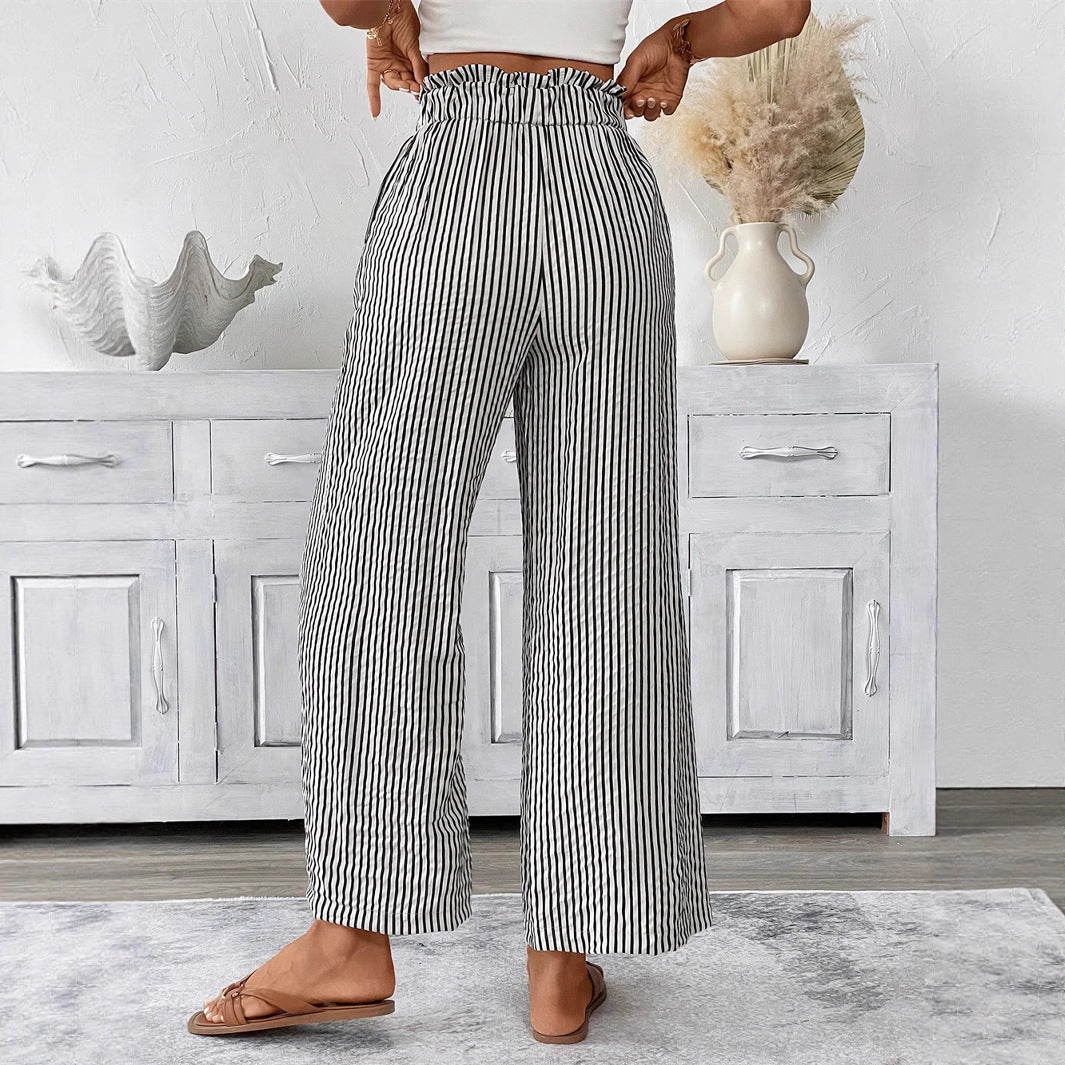 Pantalon rayé à jambes droites par Amélie Morin