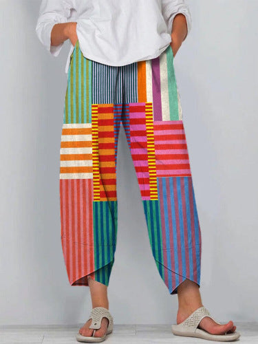 Pantalon court à rayures vibrantes Amelie Morin