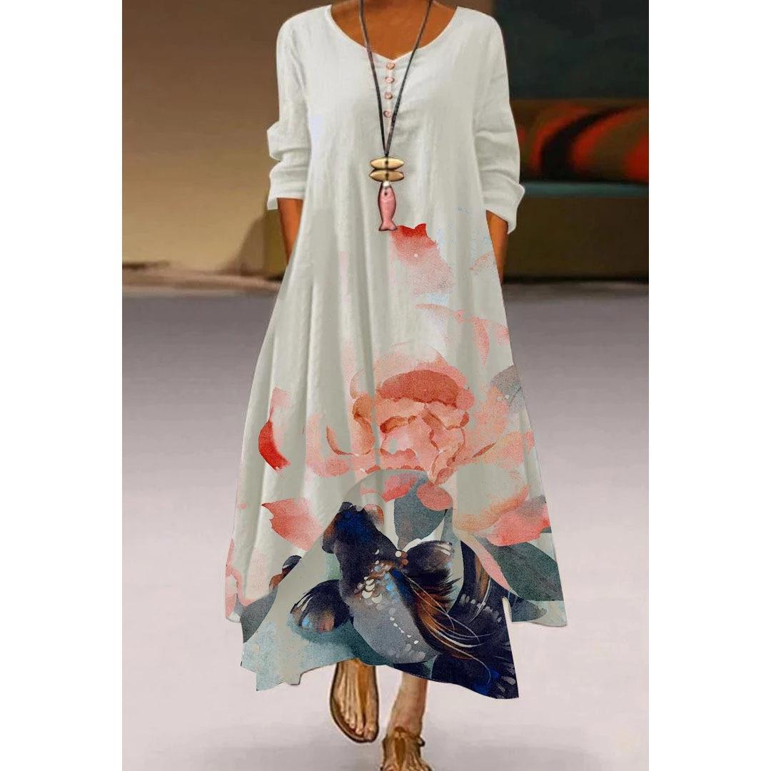 Robe trapèze florale artistique par Amélie Morin