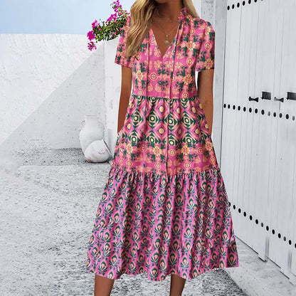 Vibrant Printed Elizabeth Ainsley Summer Midi Dress
