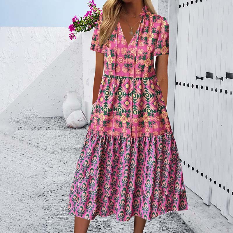 Robe midi d'été imprimée et vibrante Amelie Morin