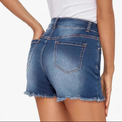 Short en jean taille haute coupe slim par Amélie Morin