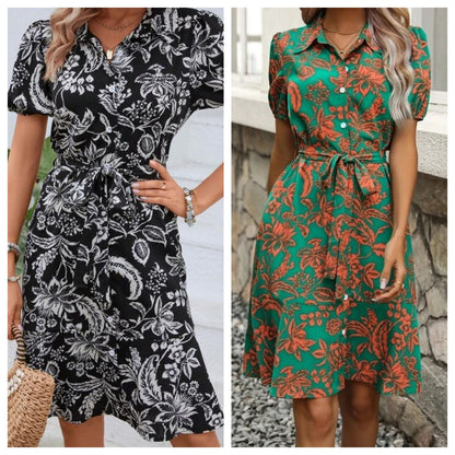 Robe chemise d'été à boutons fleuris Amélie Morin