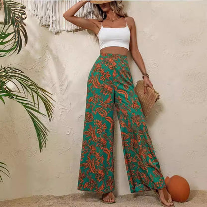 Pantalon large élégant à motif floral par Amélie Morin