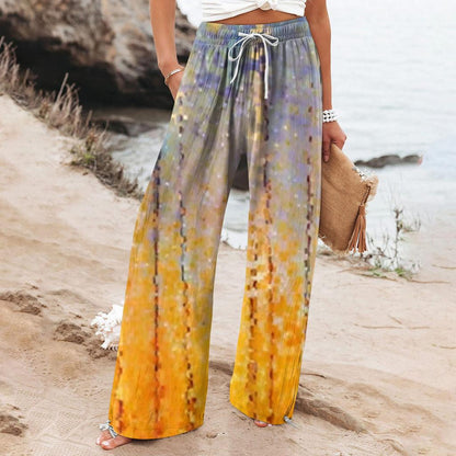 Pantalon large pour femme Amelie Morin à motif botanique bohème